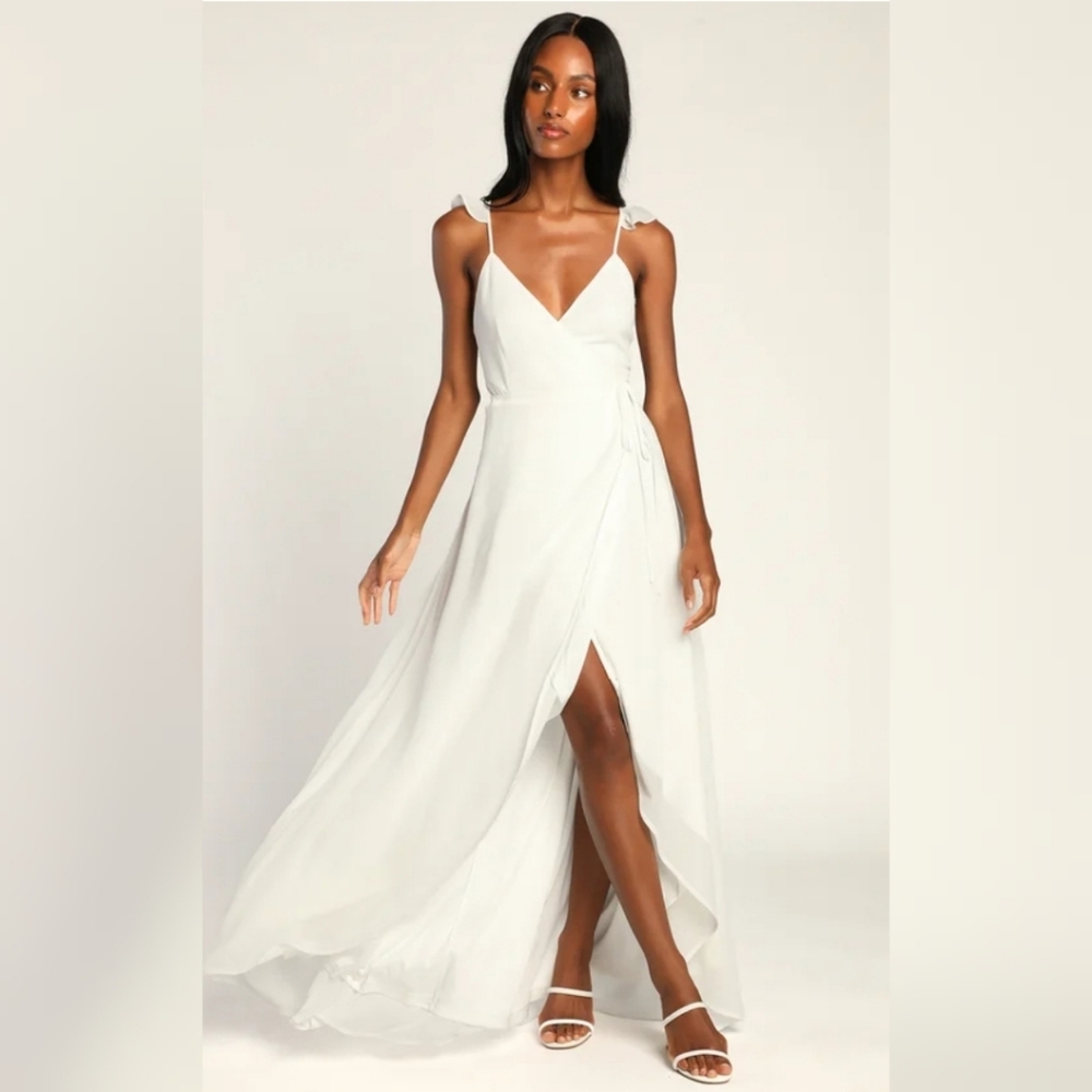 Lulus 'Here's to Us White High-Low Wrap Dress NWT' Sz Small